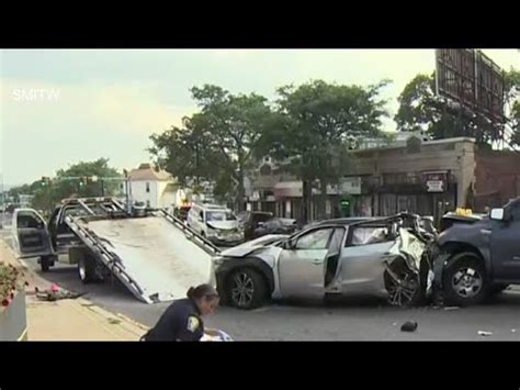 Shocking video shows violent chain-reaction crash in Mattapan that sent 4 to hospital